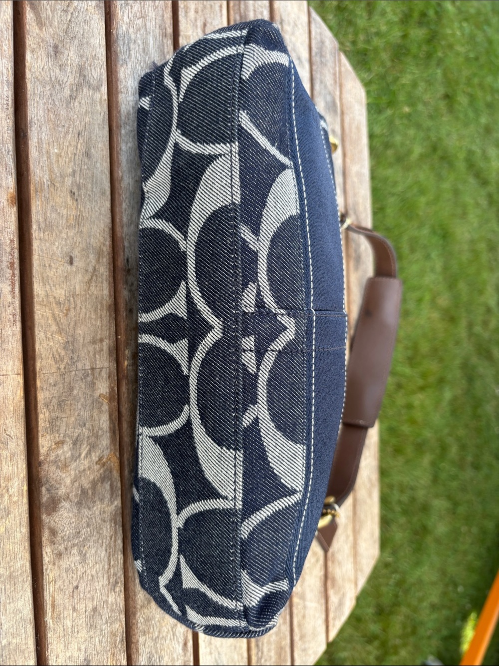 Coach Denim Mini Shoulder Bag with Brown Leather Trim - Picture 3 of 7